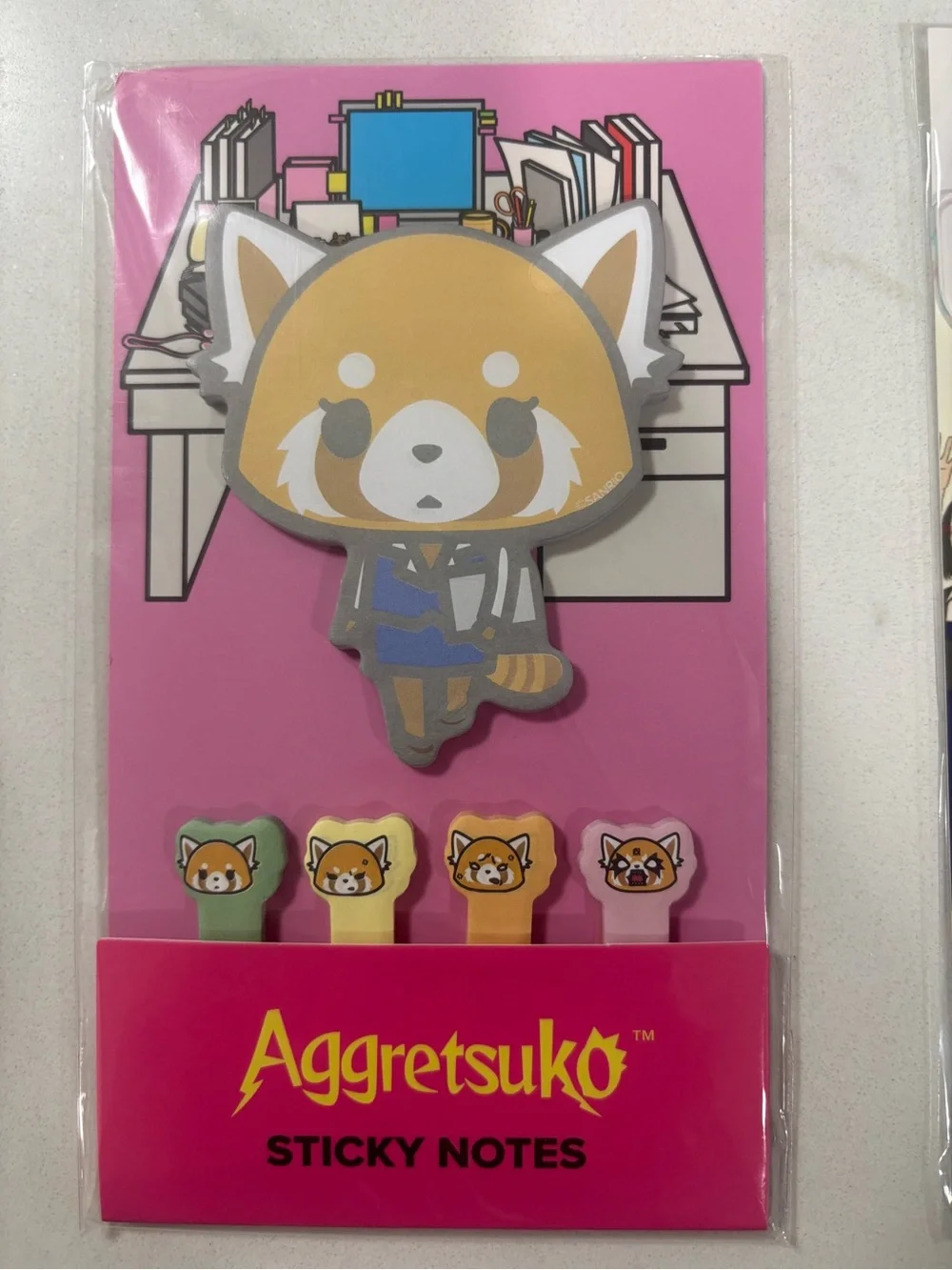 NWT Anime Stationery Bundle Aggretsuko Sticky Notes & Skull-Face Honda Bookmark